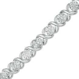 Previously Owned - 1/2 CT. T.W. Composite Diamond "XO" Bracelet in Sterling Silver - 7.25"