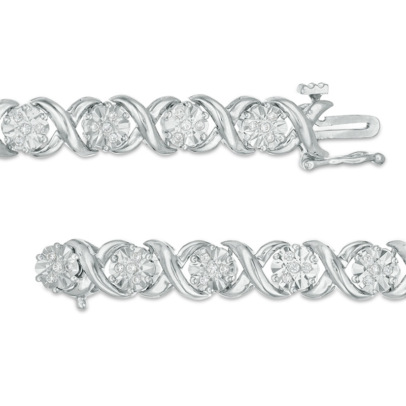 Previously Owned - 1/2 CT. T.W. Composite Diamond "XO" Bracelet in Sterling Silver - 7.25"