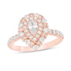 Thumbnail Image 1 of Previously Owned - 1 CT. T.W. Pear-Shaped Diamond Double Frame Art Deco Engagement Ring in 14K Rose Gold