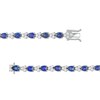 Thumbnail Image 3 of Previously Owned - Pear-Shaped Lab-Created Blue and White Sapphire Trios Bracelet in Sterling Silver