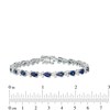Thumbnail Image 4 of Previously Owned - Pear-Shaped Lab-Created Blue and White Sapphire Trios Bracelet in Sterling Silver