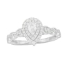 Thumbnail Image 1 of Previously Owned - 3/8 CT. T.W. Pear-Shaped Diamond Double Frame Vintage-Style Engagement Ring in 10K White Gold