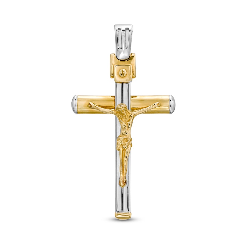 Main Image 1 of Previously Owned - Made in Italy Crucifix Necklace Charm in 10K Two-Tone Gold