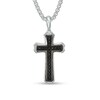 Thumbnail Image 1 of Previously Owned - Men's Black Spinel Cross Pendant in Sterling Silver and Black Rhodium - 24"