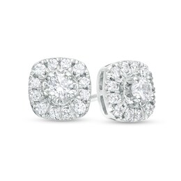 Previously Owned - 1/4 CT. T.W. Diamond Cushion Frame Stud Earrings in 10K White Gold