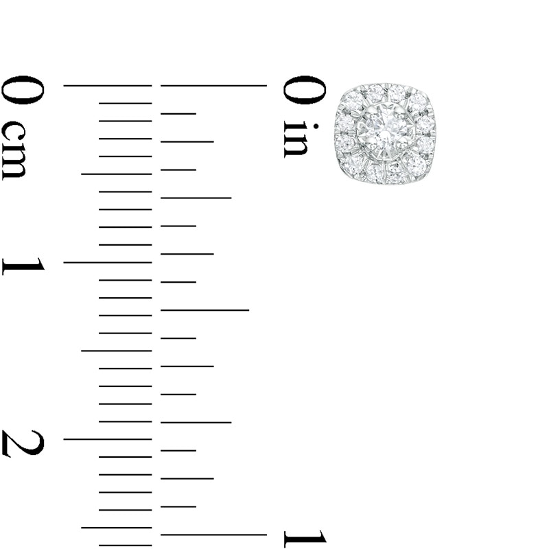 Main Image 3 of Previously Owned - 1/4 CT. T.W. Diamond Cushion Frame Stud Earrings in 10K White Gold