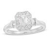 Thumbnail Image 1 of Previously Owned - 3/4 CT. T.W. Emerald-Cut Diamond Octagonal Frame Vintage-Style Engagement Ring in 14K White Gold