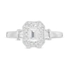 Thumbnail Image 4 of Previously Owned - 3/4 CT. T.W. Emerald-Cut Diamond Octagonal Frame Vintage-Style Engagement Ring in 14K White Gold