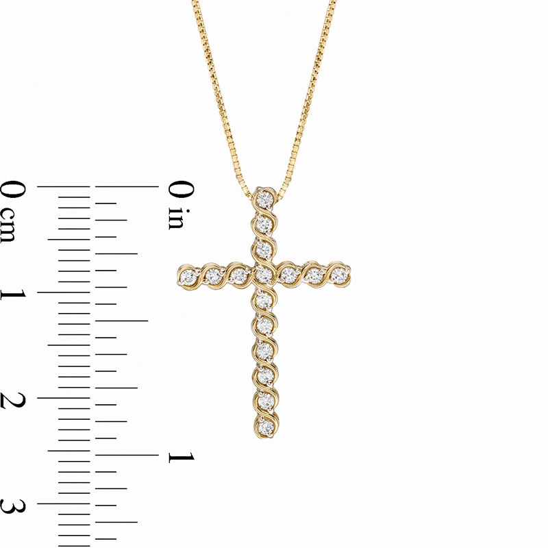 Main Image 3 of Previously Owned - 1/4 CT. T.W. Diamond Cross Pendant in 10K Gold