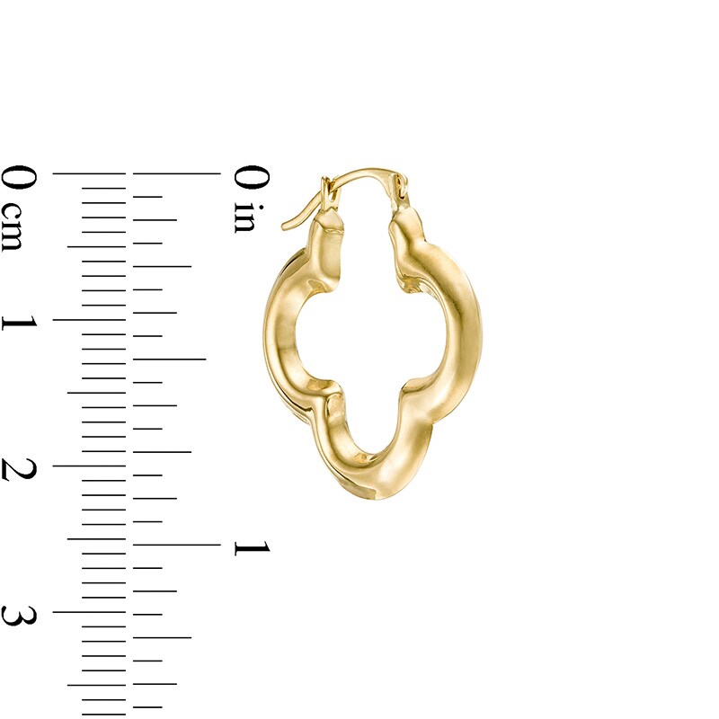 Main Image 3 of Previously Owned - 22.0mm Four Leaf Clover Hoop Earrings in 14K Gold