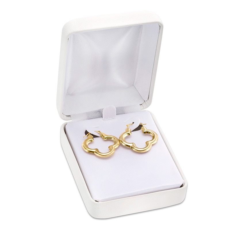 Previously Owned - 23.0 x 22.0mm Four Leaf Clover Hoop Earrings in 14K Gold