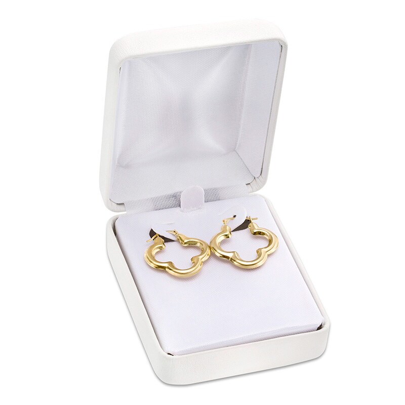 Main Image 4 of Previously Owned - 22.0mm Four Leaf Clover Hoop Earrings in 14K Gold