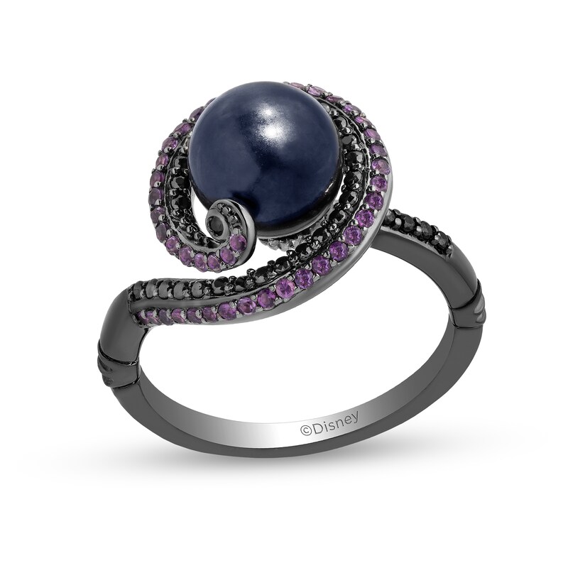 Main Image 1 of Previously Owned-Enchanted Disney Villains Ursula Freshwater Cultured Pearl, Amethyst and 1/4 CT. T.W. Diamond Ring