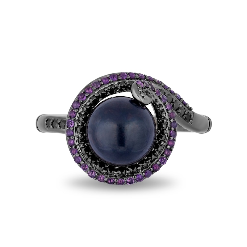 Main Image 4 of Previously Owned-Enchanted Disney Villains Ursula Freshwater Cultured Pearl, Amethyst and 1/4 CT. T.W. Diamond Ring