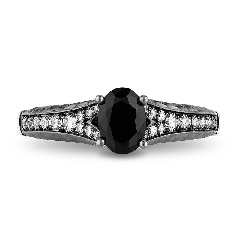 Previously Owned - Enchanted Disney Villains Maleficent 1 CT. T.W. Enhanced Black and White Diamond Engagement Ring