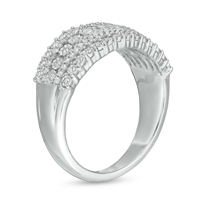 Main Image 3 of Previously Owned - 1/4 CT. T.W. Diamond Multi-Row Ring in 10K White Gold