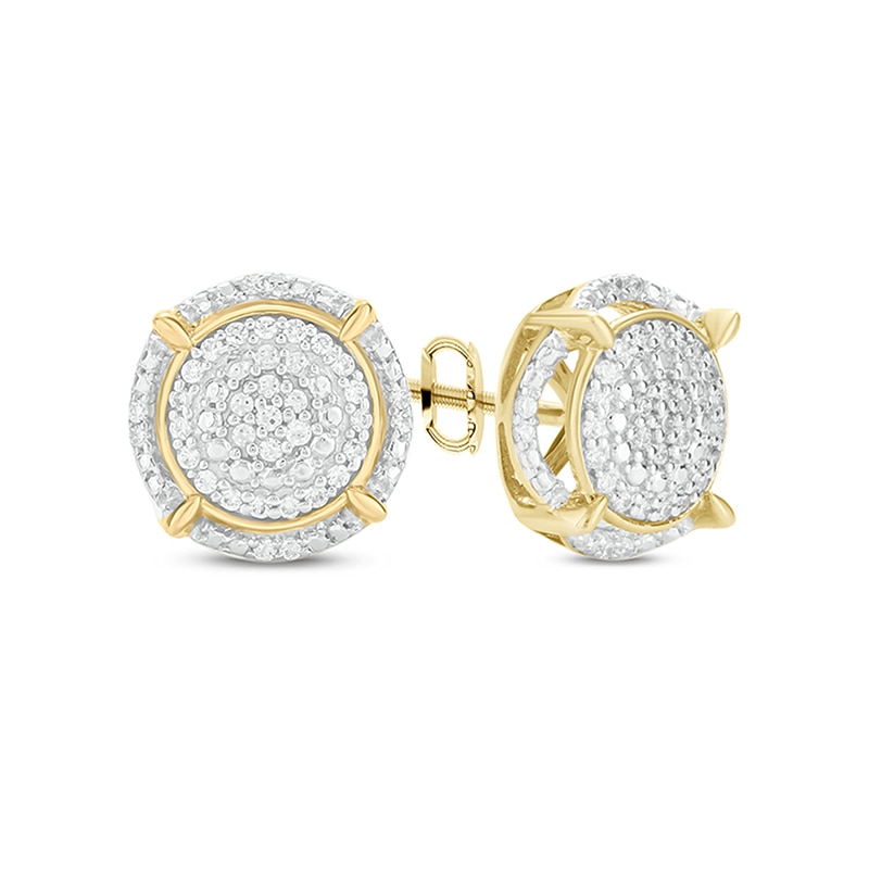 Previously Owned - Men's 1/5 CT. T.W. Composite Diamond Frame Compass Stud Earrings in 10K Gold