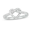 Thumbnail Image 0 of Previously Owned - 1/4 CT. T.W. Diamond Pretzel Love Knot Heart Ring in 10K White Gold