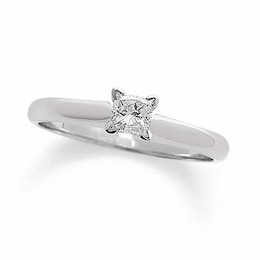 Previously Owned - 1/2 CT. Square-Cut Diamond Solitaire Engagement Ring in 18K White Gold - Signature Collection