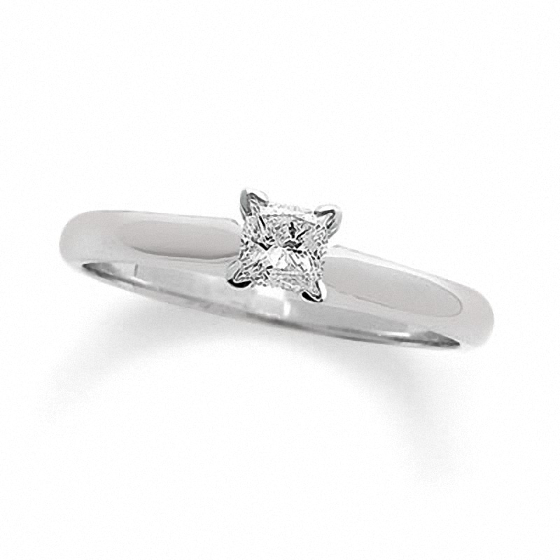 Main Image 1 of Previously Owned - 1/2 CT. Square-Cut Diamond Solitaire Engagement Ring in 18K White Gold - Signature Collection