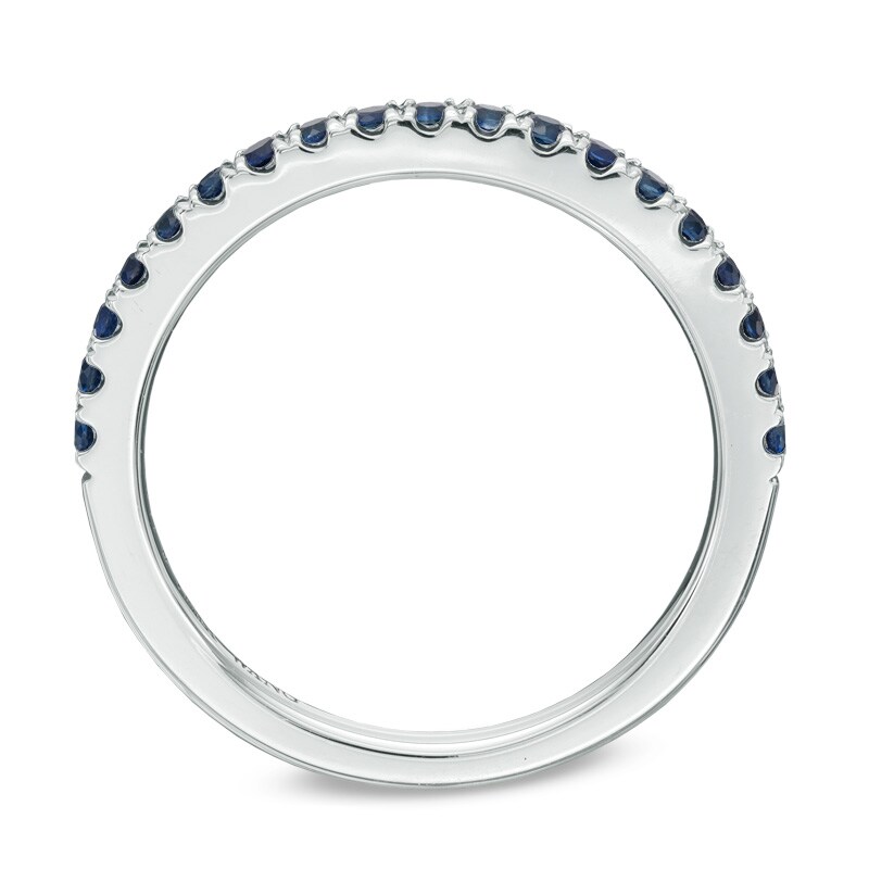 Main Image 3 of Previously Owned - Vera Wang Love Collection Blue Sapphire Wedding Band in 14K White Gold