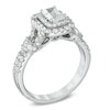 Thumbnail Image 2 of Previously Owned - Celebration Ideal 1-1/6 CT. T.W. Emerald-Cut Diamond Frame Engagement Ring in 14K White Gold (I/I1)