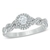 Thumbnail Image 1 of Previously Owned - Celebration Fire™ 1/2 CT. T.W. Diamond Frame Twist Engagement Ring in 14K White Gold (H-I/SI1-SI2)