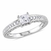 Thumbnail Image 0 of Previously Owned - 1/2 CT. T.W. Princess-Cut Diamond and Pink Sapphire Engagement Ring in 14K White Gold