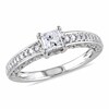 Thumbnail Image 1 of Previously Owned - 1/2 CT. T.W. Princess-Cut Diamond and Pink Sapphire Engagement Ring in 14K White Gold