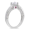 Thumbnail Image 1 of Previously Owned - 1/2 CT. T.W. Princess-Cut Diamond and Pink Sapphire Engagement Ring in 14K White Gold