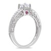 Thumbnail Image 2 of Previously Owned - 1/2 CT. T.W. Princess-Cut Diamond and Pink Sapphire Engagement Ring in 14K White Gold