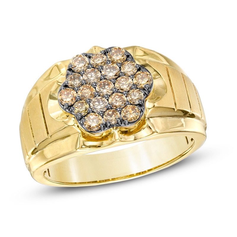 Main Image 1 of Previously Owned - 1 CT. T.W. Champagne Diamond Cluster Ring in 10K Gold