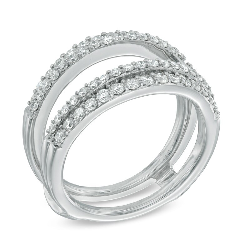 Main Image 2 of Previously Owned - 1 CT. T.W. Diamond Double Row Solitaire Enhancer in 14K White Gold (I/I1)
