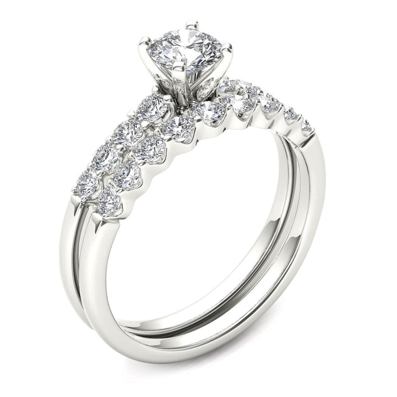 Previously Owned - 1 CT. T.W. Diamond Bridal Set in 14K White Gold