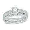 Thumbnail Image 0 of Previously Owned - 1/2 CT. T.W. Diamond Frame Three Piece Bridal Set in 14K White Gold