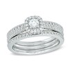 Thumbnail Image 1 of Previously Owned - 1/2 CT. T.W. Diamond Frame Three Piece Bridal Set in 14K White Gold