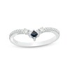 Thumbnail Image 1 of Previously Owned - Vera Wang Love Collection Princess-Cut Sapphire and 1/6 CT. T.W. Diamond Ring in Sterling Silver