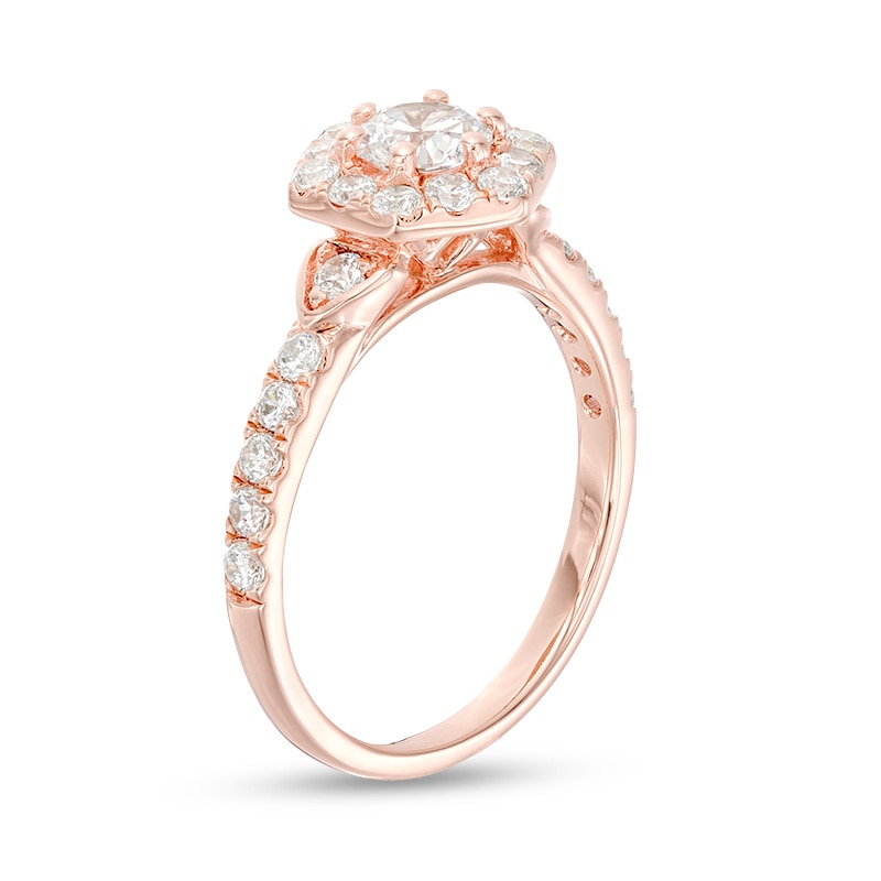 Main Image 2 of Previously Owned - 1 CT. T.W. Diamond Hexagon Frame Engagement Ring in 14K Rose Gold