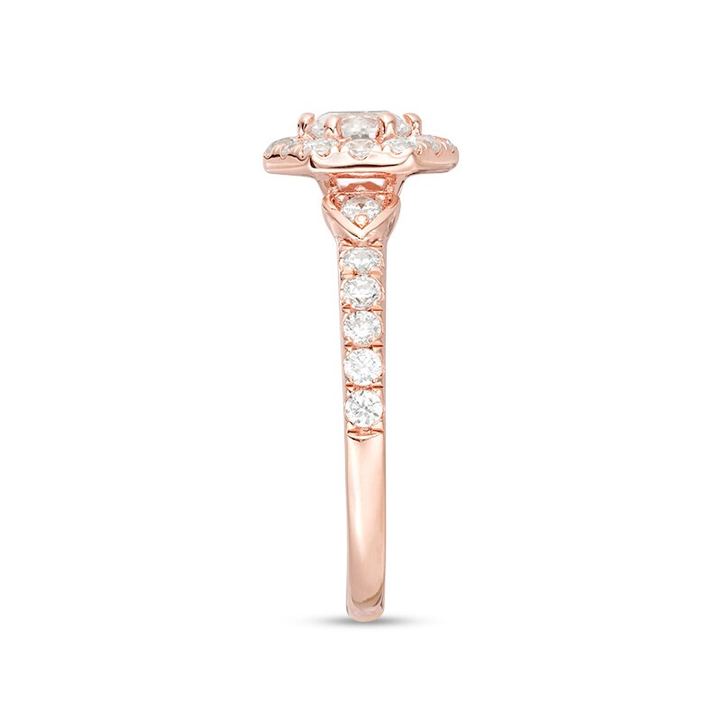 Main Image 4 of Previously Owned - 1 CT. T.W. Diamond Hexagon Frame Engagement Ring in 14K Rose Gold