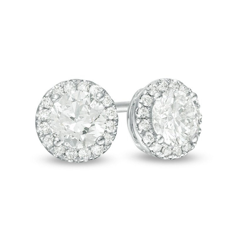 Previously Owned - 3/4 CT. T.W. Diamond Frame Stud Earrings in 14K White Gold