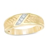 Thumbnail Image 1 of Previously Owned - Men's 1/10 CT. T.W. Diamond Three Stone Slant Ring in 10K Gold