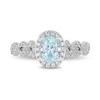 Thumbnail Image 2 of Previously Owned - Enchanted Disney Elsa Oval Aquamarine and 1/4 CT. T.W. Diamond Engagement Ring in 14K White Gold