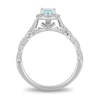 Thumbnail Image 3 of Previously Owned - Enchanted Disney Elsa Oval Aquamarine and 1/4 CT. T.W. Diamond Engagement Ring in 14K White Gold