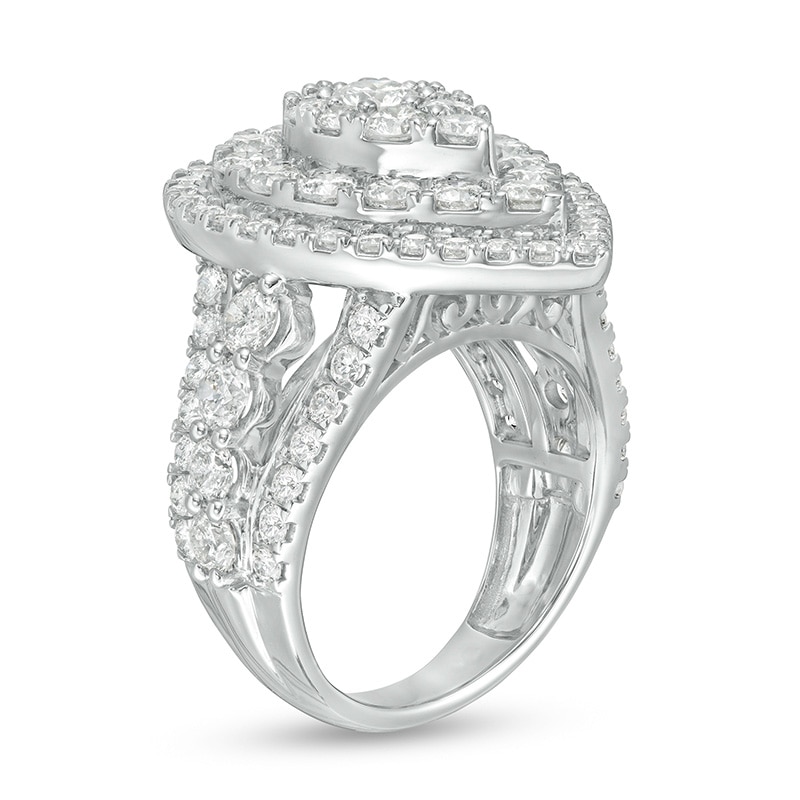 Previously Owned - 4 CT. T.W. Diamond Layered Teardrop Frame Engagement Ring in 10K White Gold