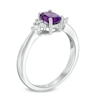 Thumbnail Image 1 of Previously Owned - Oval Amethyst and Lab-Created White Sapphire Tri-Sides Pendant and Ring Set in Sterling Silver