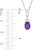 Thumbnail Image 2 of Previously Owned - Oval Amethyst and Lab-Created White Sapphire Tri-Sides Pendant and Ring Set in Sterling Silver
