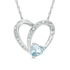 Thumbnail Image 1 of Previously Owned - 6.0mm Heart-Shaped Aquamarine and Lab-Created White Sapphire Heart Pendant in Sterling Silver