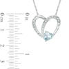 Thumbnail Image 2 of Previously Owned - 6.0mm Heart-Shaped Aquamarine and Lab-Created White Sapphire Heart Pendant in Sterling Silver