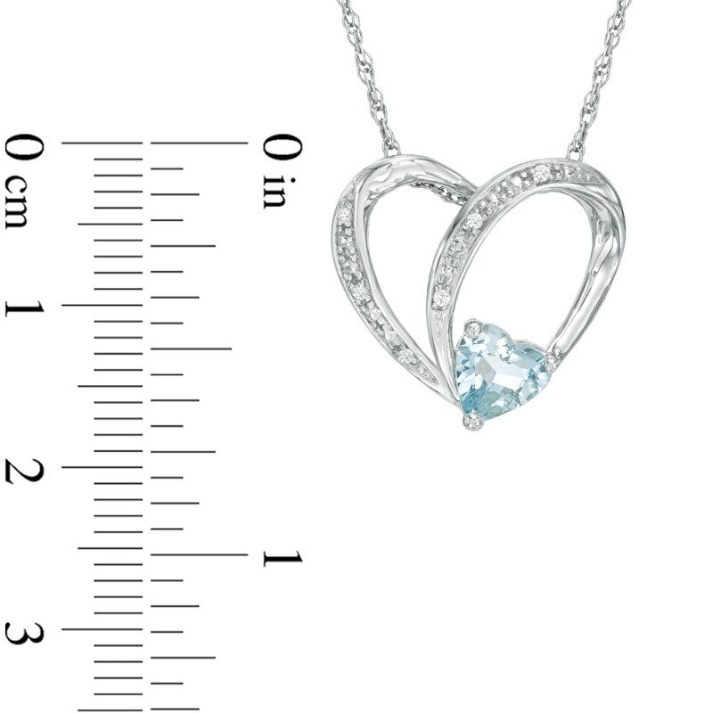 Main Image 2 of Previously Owned - 6.0mm Heart-Shaped Aquamarine and Lab-Created White Sapphire Heart Pendant in Sterling Silver