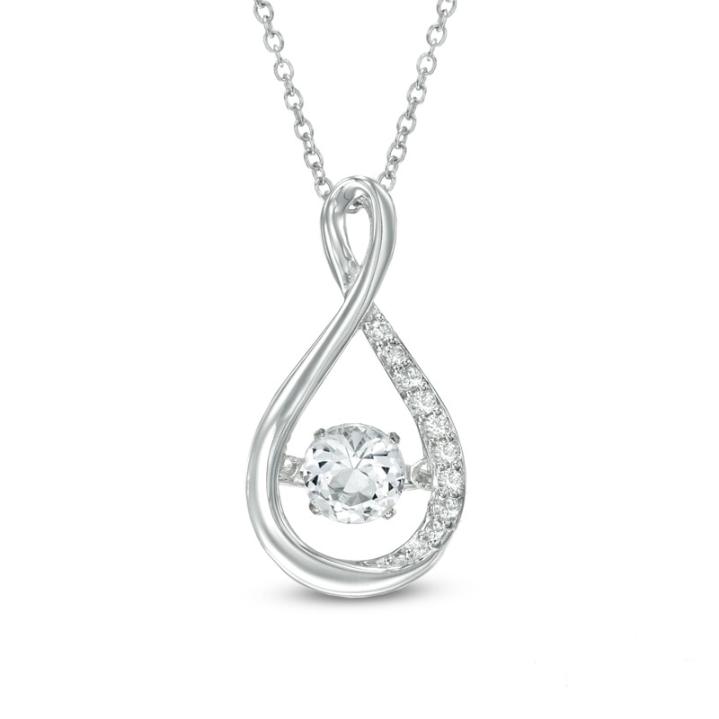 Main Image 1 of Previously Owned - 4.5mm Lab-Created White Sapphire Infinity Pendant in Sterling Silver